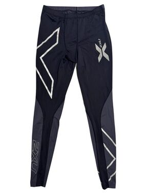 2XU Elite Men's Compression Running Tights in Black and Gray Size Large Tall